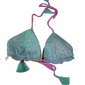 NEW Victorias Secret Small Triangle String Bikini Top Reversible Blue 7T5 #3439